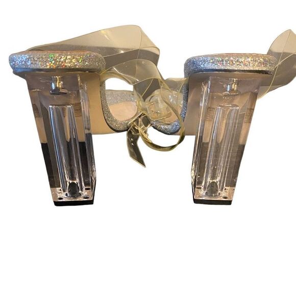 PrettyLittleThings Size 4UK = US6 Silver Clear strappy ankle High Heels - Picture 4 of 9